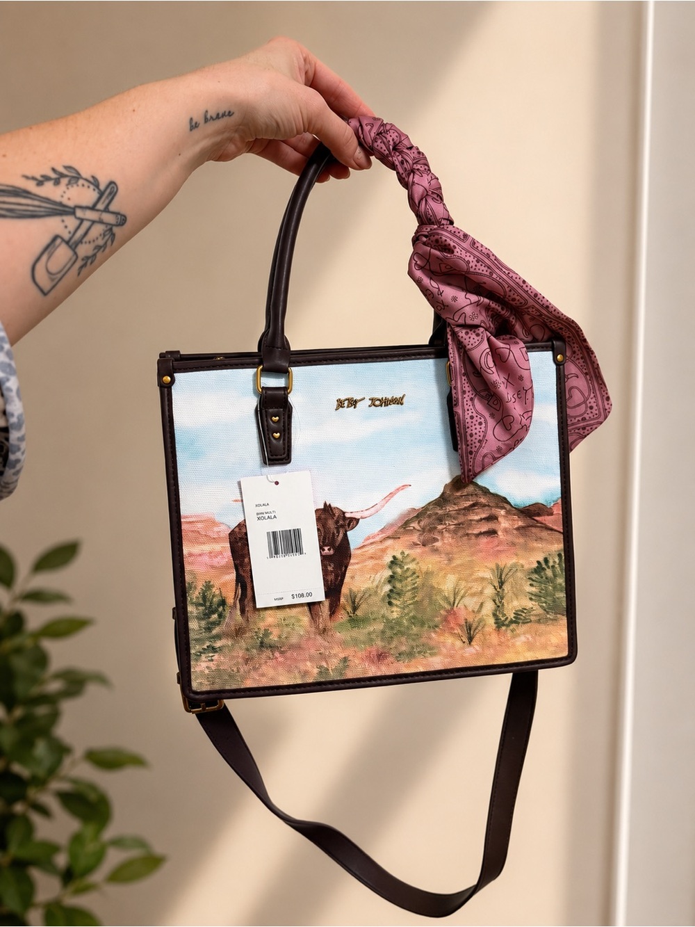 Betsey Johnson Longhorn Bull Tote Bag - Picture 6 of 6